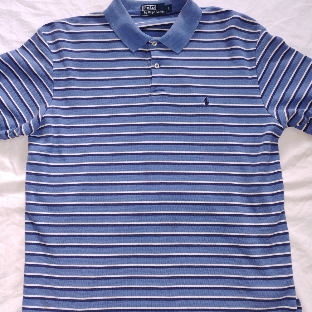 Polo Ralph Lauren Polo Blue Striped Short Sleeve Shirt Men's L